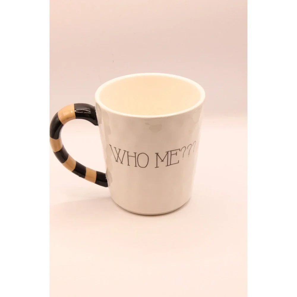 Pier 1 Imports Raccoon Who Me??? Coffee Mug Striped Handle Hand Painted